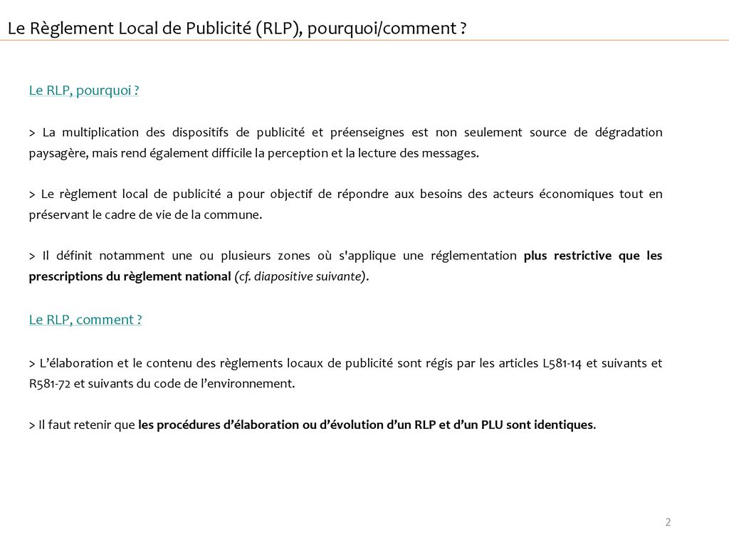 R Vision Du Reglement Local De Publicit Ppt T L Charger